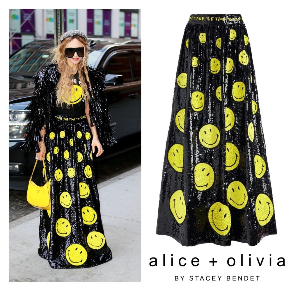 New! ALICE + OLIVIA Smiley Limited Edition Tina Sequin Gown Maxi Skirt - Picture 3 of 16